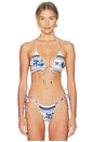 view 1 of 4 Emma Bikini Top in Blue Toile Stripe