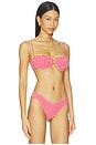 view 2 of 5 Petal Bikini Top in Red Micro Gingham