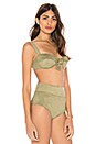 view 2 of 4 Bustier Bow Top in Olive Faux Suede