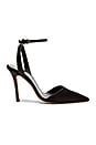 view 1 of 5 Ankle Strap Mid Heel in Black Satin