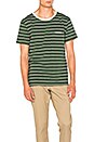 view 1 of 4 Striped Pocket Tee in Forrest & Fog
