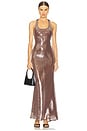 view 1 of 4 Sequin Racerback Gown in Dark Nude