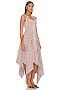 view 2 of 3 Striped Laced Front Sleeveless Dress in Brown & White