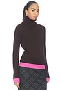 view 4 of 5 Double Layer Half Zip Sweater in Brown & Pink