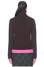 view 5 of 5 Double Layer Half Zip Sweater in Brown & Pink