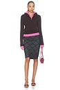 view 6 of 5 Double Layer Half Zip Sweater in Brown & Pink