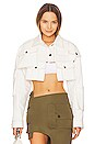 view 2 of 5 Cropped White Denim Jacket in White
