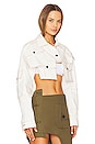 view 3 of 5 Cropped White Denim Jacket in White