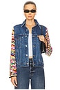 view 1 of 4 Crochet Sleeves Denim Jacket in Indigo