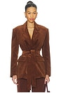 view 1 of 4 Deconstructed Lapel Tailored Jacket in Brown