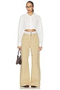 view 5 of 6 Double Waistband Wide Leg Pant in Tan