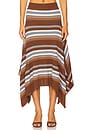 view 1 of 6 Striped Jacquard Cascade Midi Skirt in Brown Multi