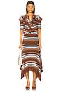 view 5 of 6 Striped Jacquard Cascade Midi Skirt in Brown Multi