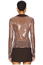 view 3 of 5 Sequin Polo Top in Dark Nude
