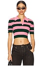 view 2 of 5 BLUSA DE MANGA CURTA COM RECORTE NAS COSTAS in Green & Pink