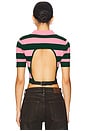 view 4 of 5 BLUSA DE MANGA CURTA COM RECORTE NAS COSTAS in Green & Pink