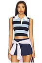 view 1 of 4 TOP SIN MANGAS CON ABERTURA EN LA ESPALDA Y CINTURÓN in Navy Stripe