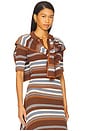 view 3 of 6 Striped Jacquard Top And Scarf in Brown Multi