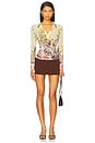view 4 of 5 Printed Mesh Polo Top in Yellow Multi