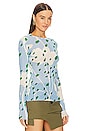 view 2 of 4 Floral Printed Mesh Top in Light Blue Multi