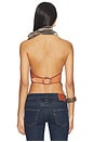 view 3 of 5 VELVET LEATHER STRAP HALTER 탑 in Teak