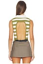 view 4 of 5 Leather Belt Cut Out Knitted Top in Sage & Ivory
