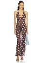 view 1 of 1 X Emma Rose Reva Maxi Dress in Dark Brown & Blue Dot