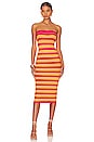 view 1 of 3 Lesley Ribbed Strapless Dress in Pink & Orange