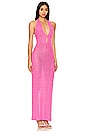 view 2 of 3 ROBE MAXI LISSE HALTER in Hot Pink