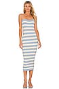 view 1 of 3 Lesley Ribbed Strapless Dress in Striped Blue