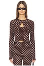 view 1 of 6 Iris Cardigan Set in Brown & White Dot