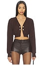 view 1 of 4 Destiny Cardigan Sweater in Dark Brown