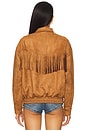 view 5 of 6 Bella Faux Suede Fringe Jacket in Caramel