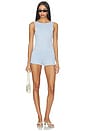 view 1 of 4 Penelope Boat Neck Romper Blue Gingham in Blue Gingham