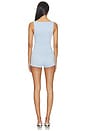 view 3 of 4 Penelope Boat Neck Romper Blue Gingham in Blue Gingham