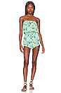 view 1 of 3 Sofia Strapless Romper in Green Multi