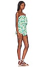 view 2 of 3 Sofia Strapless Romper in Green Multi