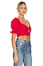 view 2 of 4 Elizabeth Puff Sleeve Top in Red