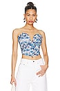 view 1 of 4 Sienna Floral Ruched Top in Blue