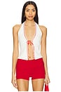 view 1 of 4 Corine Halter Top in White & Red