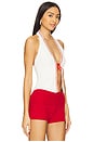 view 2 of 4 Corine Halter Top in White & Red