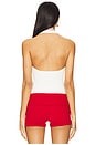 view 3 of 4 Corine Halter Top in White & Red