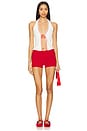 view 4 of 4 Corine Halter Top in White & Red