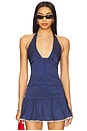 view 1 of 5 Annara Halter Top in Blue & White Dot