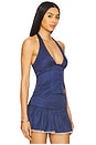 view 2 of 5 Annara Halter Top in Blue & White Dot