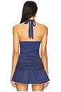 view 3 of 5 Annara Halter Top in Blue & White Dot