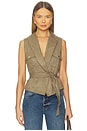 view 1 of 4 Aaliyah Faux Suede Vest in Dark Olive Green