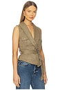 view 2 of 4 Aaliyah Faux Suede Vest in Dark Olive Green