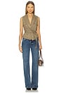 view 4 of 4 Aaliyah Faux Suede Vest in Dark Olive Green