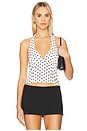 view 1 of 5 Vivan Halter Top in White & Black Dot